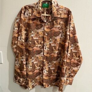 Vintage Joe Namath by Arrow large scenic  Shirt size large. Rare